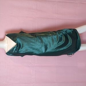 Sweet Generis Green Satin Drawstring Sides Cowl Neck Dress size 3X